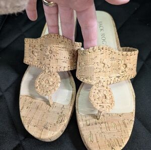 Jack Rogers Cork Floral Toe-Loop Sandals in Natural